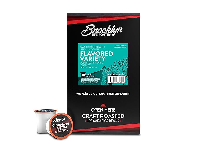 Brooklyn Beans Flavored Coffee Pods Assorted Gourmet Variety Pack,Compatible with 2.0 Keurig K Cup Brewers,40 Count (Pack of 2)