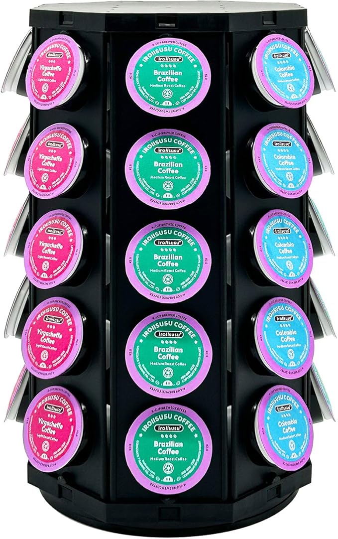K Cup Coffee Pod Holder Storage Carousel Organizer Stand Compatible with 40 K-Cup Pods (Plastic)