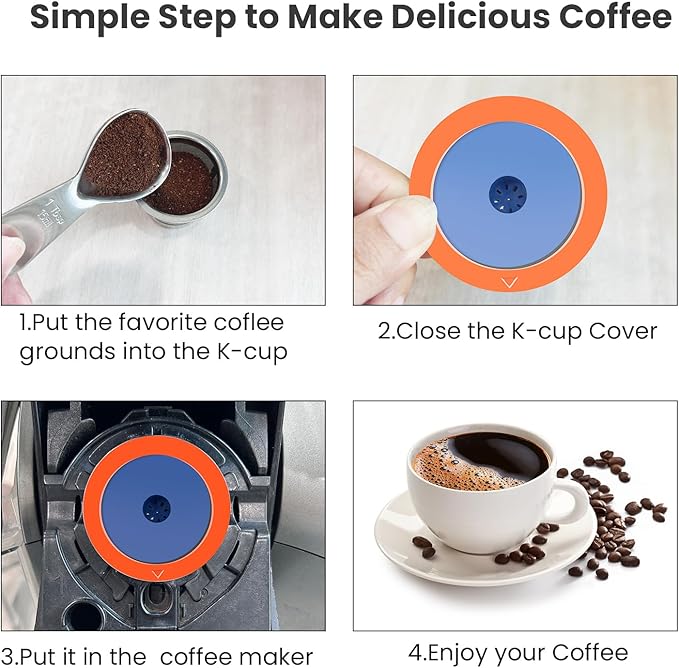 Stainless Steel Reusable K Cups for Keuring 2.0& 1.0, Reusable Coffee Pods for Keuring Coffee Maker,2 Pack K Cups with 1 Pack Scoop, Permanent Filters （2Pack)