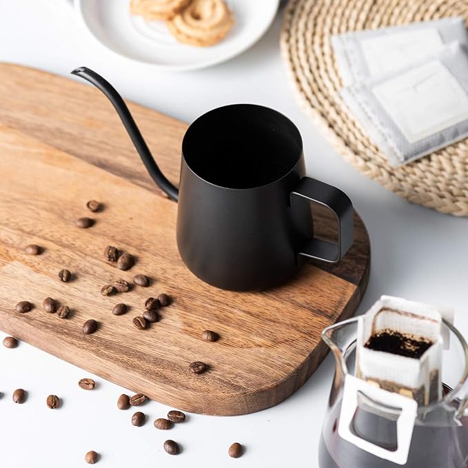 PARACITY Pour Over Kettle Gooseneck Spout Coffee Tea Pot 12OZ with Lid, Hanging Ear Hand Blunt Long Narrow Drip Cup for Coffee Maker Carafe, Camping Coffee Pot for Travel Coffee Maker Outdoor