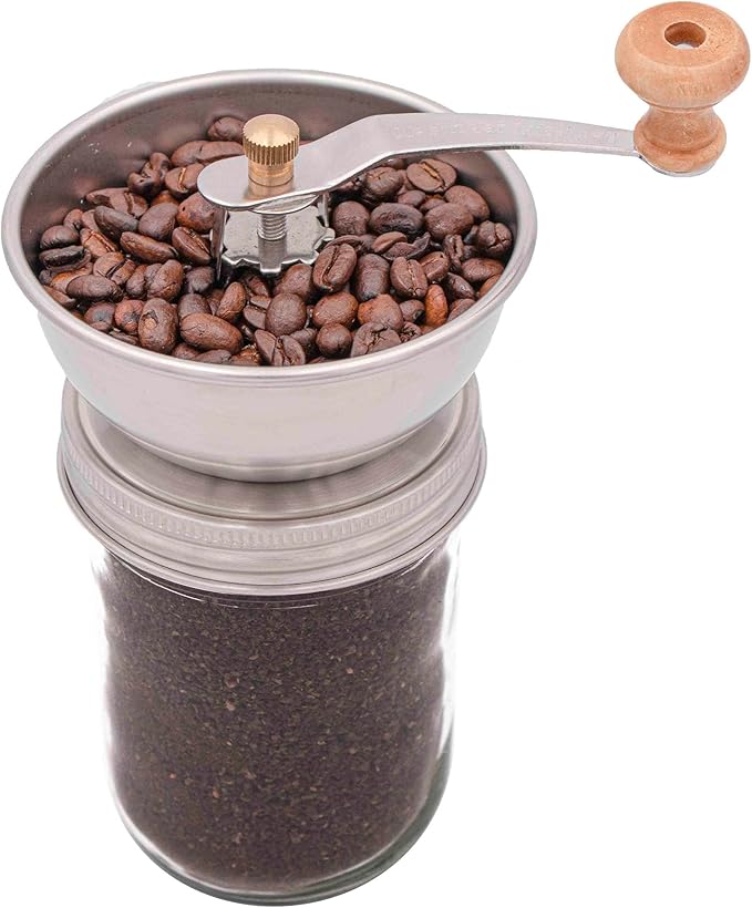 Mason Jar Lifestyle Coffee & Spice Grinder Lid for Wide Mouth Mason Jars – Manual Ceramic Grinder Attachment – Grind Spices or Coffee Directly into Jar