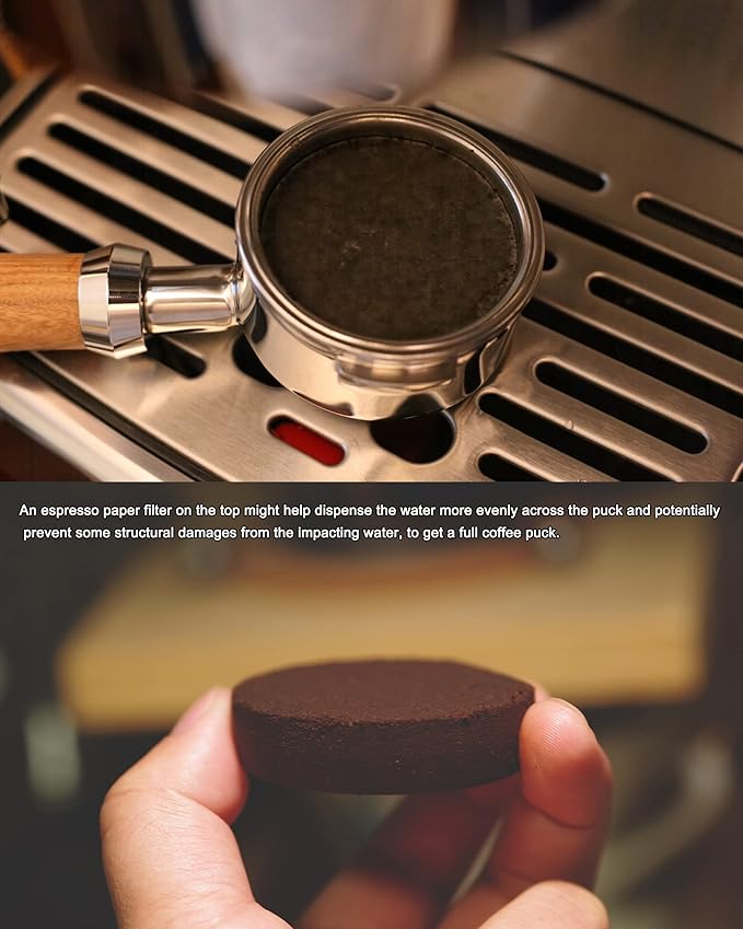 51mm Espresso Paper Filters, 300pcs Disposable Espresso Puck Paper Filters and Filter Storage Holder Compatible with 51mm Portafilters Basket - Keep Shower Screen Clean