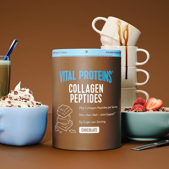 Vital Proteins Grass Fed Collagen Powder Supplement (Type I, III) for Skin Hair Nail Joint - Hydrolyzed Collagen, Grass Fed, Dairy and Gluten Free - Chocolate Flavor, 17.1 oz Canister