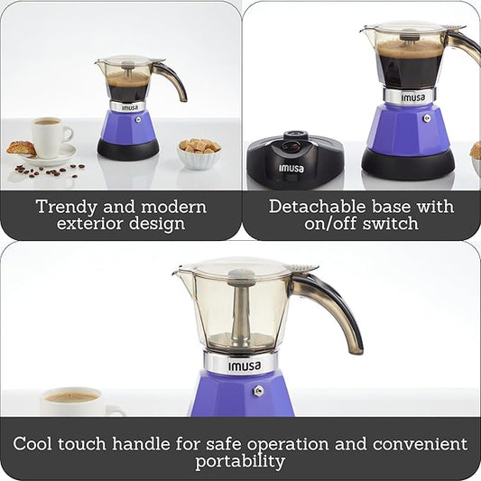 IMUSA 3 or 2cup Electric Espresso Maker, Purple