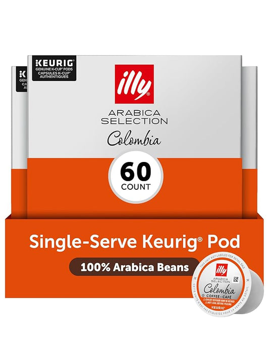illy Coffee K Cup, Pods for Keurig Machines, Colombia Single Origin Roast, 100% Arabica, Premium Italian Coffee, 10 Count, 6 Pack