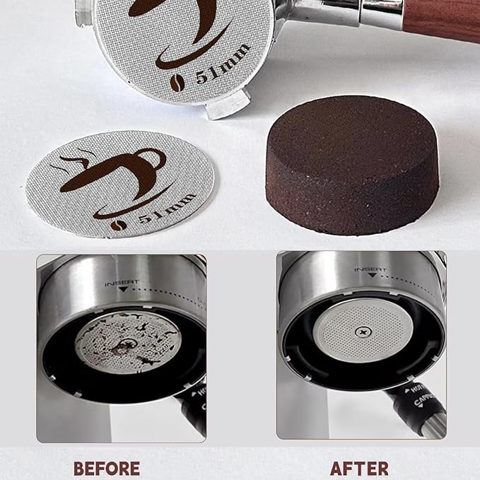 2 Packs 51mm Espresso Puck Screen, Reusable Puck Screen Replacement, Perfect Espresso Distribution Tool Compatible with Espresso Machine 51mm Portafilter Basket, 1.7mm Thickness 150μm