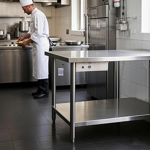 Stainless Steel Table Stainless Steel Table for Prep & Work 30 x 24 Inches with Backsplash and Knife Block for Restaurant, Home and Hotel