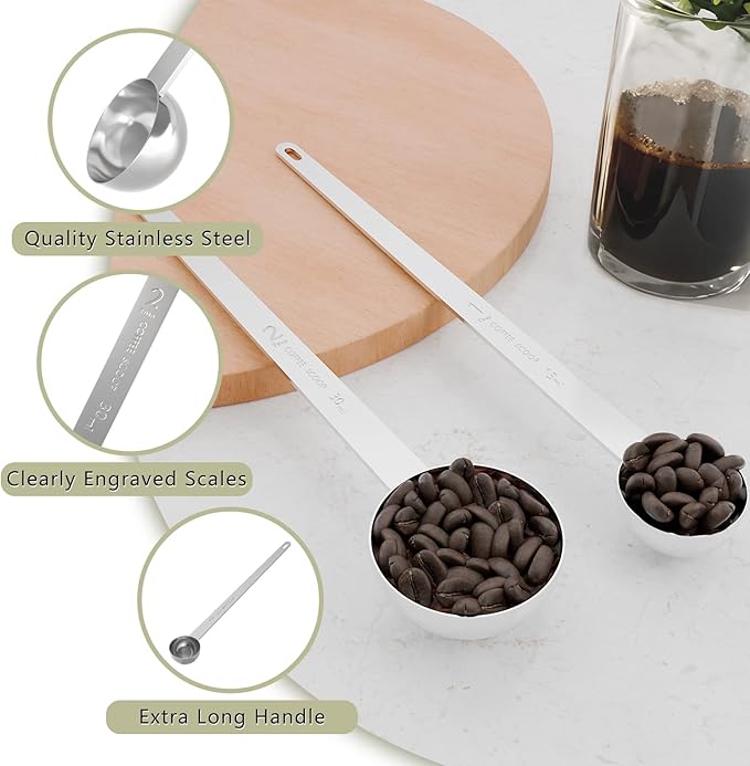 1PCS 1 Teaspoon Coffee Scoop, 9" Long Handle Measuring Spoon, 1tsp (5 ml) Stainless Steel Scooper