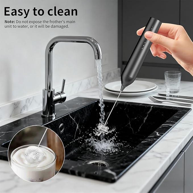 Kitchen Milk Frother Handheld with Stand, 3 Speeds Adjustable Mixer Electric Handheld Frother Wand, Hand Mixer Matcha Whisk Coffee Stirrers for Matcha, Hot Chocolate, Egg, Lattes - Black