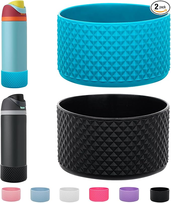 WK IEASON 2Pcs Silicone Boot for Owala Water Bottle, Protective Flask Bottom Cover Base for Owala FreeSip Twist and Flip Flask Water Bottle Accessories-2.83inch Bottom Diameter
