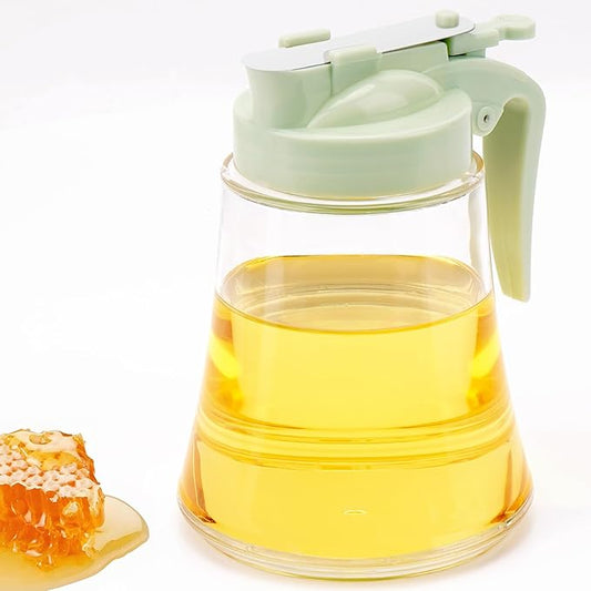 12 Oz Syrup Dispenser – No-Drip Pourers for Maple Syrup, Oil Dispenser Bottle with Non-Slip Handle, Honey Jar & Sirop Container, Reusable Syrup Bottle for Kitchen (Green)