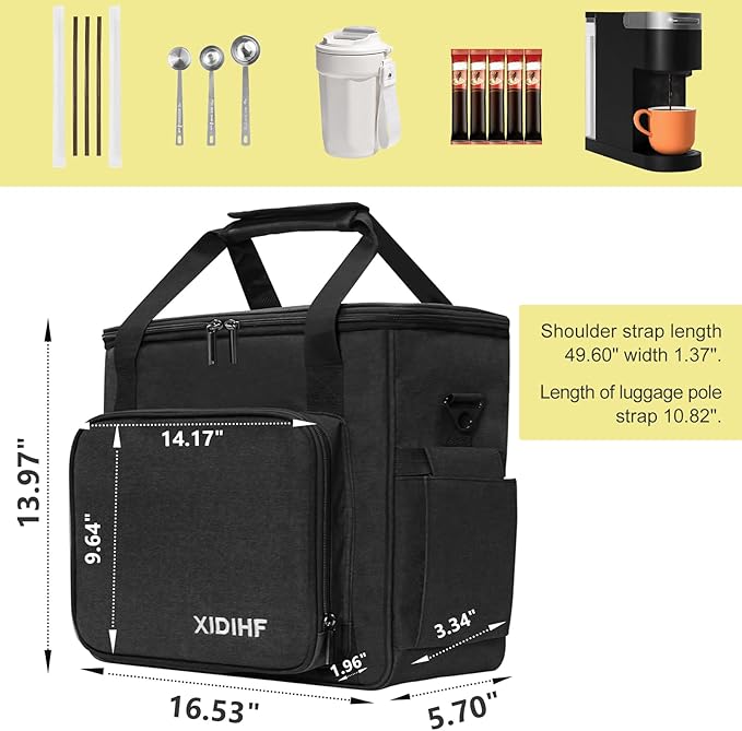 Coffee Maker Carrying Bag for Keurig K-Slim/K-Express//Ninja PB051/PB041ST/K-Iced - Ideal for Single Serve Coffee Brewer & Accessories