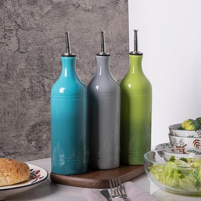 Sweejar Large Ceramic Olive Oil Dispenser Bottle, Opaque Oil Cruet Protects to Reduce Oxidation, Suitable for Storage Vinegar, Soy Sauce & Other Liquids, Pack of 1, 24 Fl Oz(Gradient Blue)