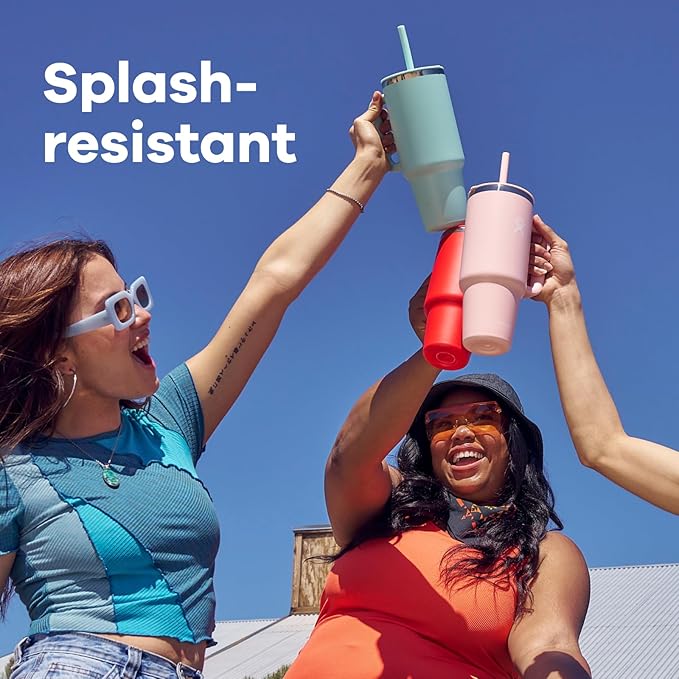 Hydro Flask Travel Tumbler with Handle, Lid and Straw - Insulated Stainless Steel in 40 Oz Sunglow