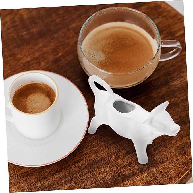 DECHOUS Ceramic Milk Jug Pull Flower Cup Coffee Syrup Espresso Frothing Pitcher Cream Pitcher Table Sauce Dispenser Steaming Cup Creamer Carafes Cow Ceramics Small Coffee