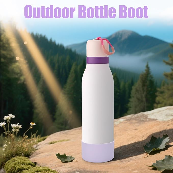Mity rain 2PCS Silicone Boot for Owala FreeSip Twist Water Bottle, Anti-Slip, Noise-Reducing,Prevents Scratches (24 oz Light Purple)