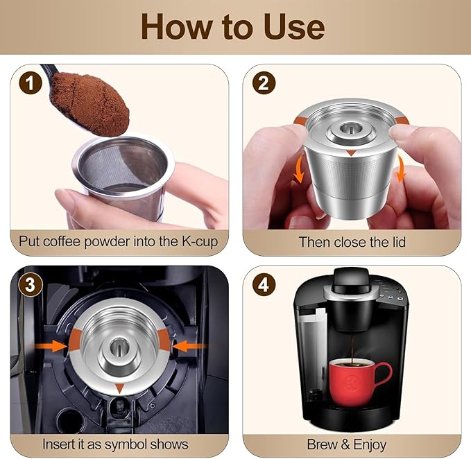 Reusable K Cups Coffee Pods for Keurig: Full Stainless Steel Refillable K Cups Coffee Filter Compatible 1.0 and 2.0 Coffee Makers-brewers (2Pack)