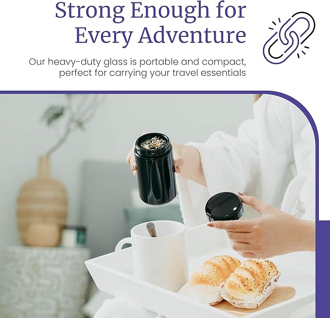 Infinity Jars Tall Screw Top Jar 200 Ml (6.7 fl oz), UV Black Glass Airtight Smell-Proof Container for Coffee, Tea, Dried Goods, Refillable Tall Jar for Long-Term Kitchen Storage Pack 3