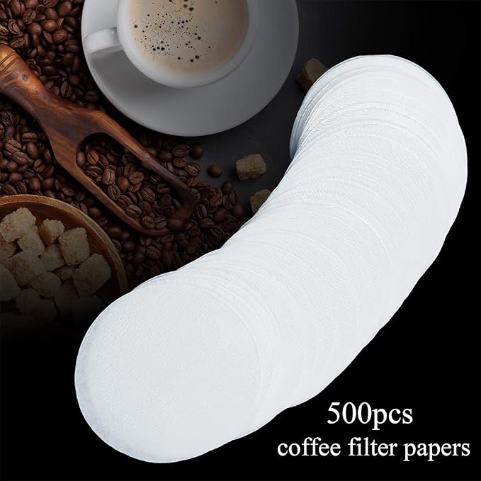 Outus 500 Pieces Replacement Paper Filters Compatible with Aeropress Coffee Makers Round 2.5 Inch Paper Filters Disposable for Espresso Coffee Makers (White)