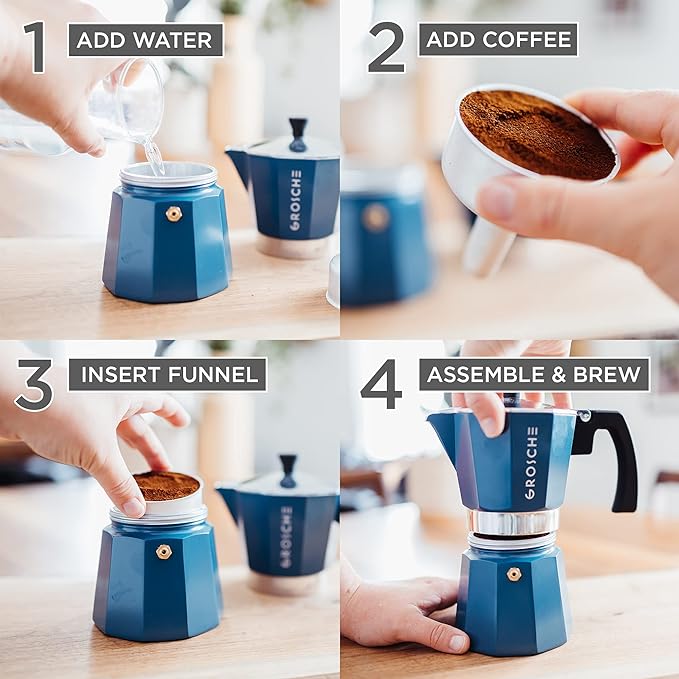 GROSCHE Milano Moka Pot | Stovetop Espresso Percolator & Coffee Maker – Portable, Ideal for Home and Camping
