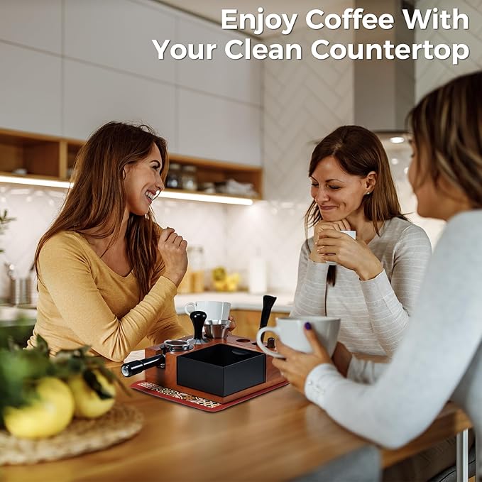 ARC Espresso Tamping Station With Knock Box, Coffee Organizer Box Fit For 51/54/58MM Portafilter, Tamper, Distributor, Puck Screen Espresso Accessories, With Drying Bar Mat, Cleaning Brush, Shot Cup