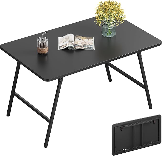 WLIVE Folding Coffee Table, Modern Portable Small Coffee Table with No Assembly Needed for Living Room, Home, Small Space, Rustic Brown