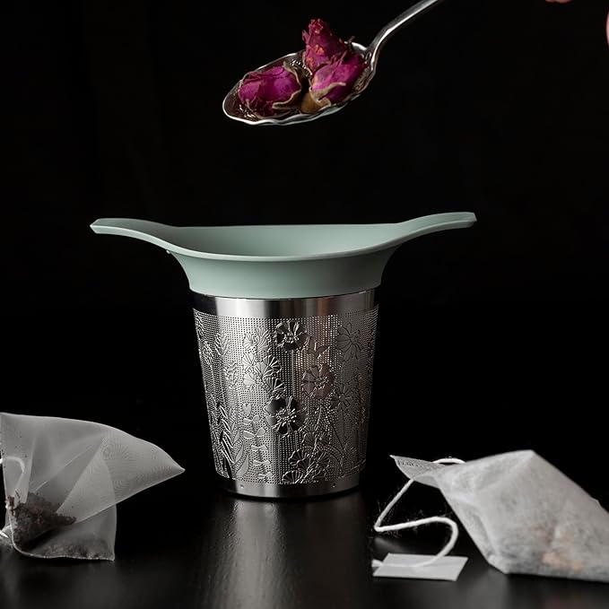 Tea Basket For Loose Tea Loose Leaf Tea Steeper For Loose Leaf Tea Stainless Tea Infuser Fine Mesh Tea Infuser Tea Filter Strainer Tea Diffusers For Loose Tea Brewer (Dewy Morning)