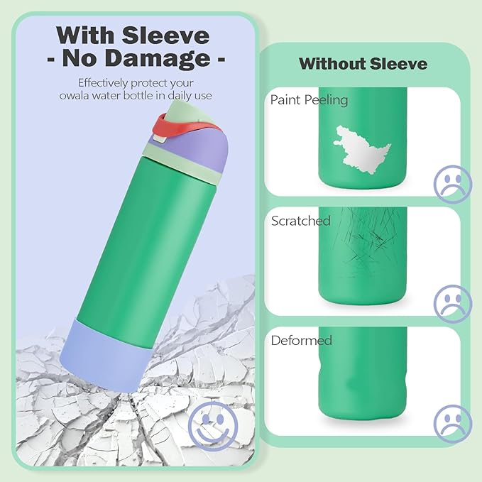 2PCS Silicone Boot for Owala 24oz FreeSip Water Bottle, Anti-Slip Scratch-Resistant Bottom Sleeve, Protective Sports Bottles Accessories, BPA-Free