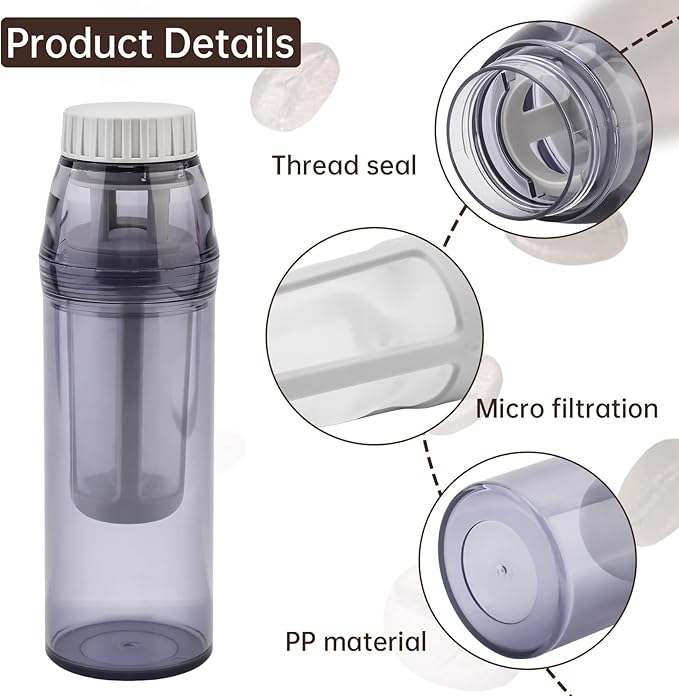26 oz (770ml) Portable Cold Brew Bottle, Small Handheld Brewer with Removable Filter, Travel & Camping Cold Brew Iced Coffee Cup, Airtight & Leak-Proof for Iced Coffee,Tea & Lemonade