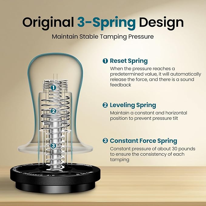 MHW-3BOMBER 51mm Espresso Coffee Tamper, 30lbs Constant Pressure Espresso Hand Tamper with Sound Feedback for Barista, Extra 15lbs Spring Loaded, Fit 51mm Portafilter, Astra Tamper, T7016-OS