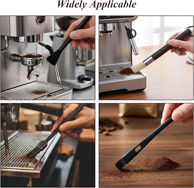 4 Pcs Coffee Grinder Cleaning Brush Coffee Bar Brush Handling Accessory Tool with Hanging Loop Dusting Espresso Machine Cleaning Tool for Barista Home Kitchen Camping