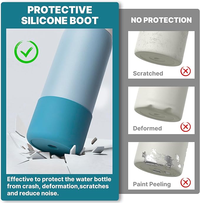 Silicone Water Bottle Boot for Owala 32 oz, Anti-Slip Protective Sleeve for Owala Twist & FreeSip & Flip Stainless Steel Water Bottle, Boot Bottom Base for Owala (Denim Blue)