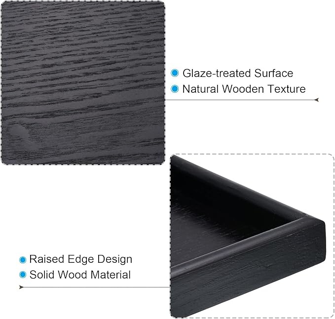 PATIKIL Wood Serving Tray 10x7 Inch Outer Base, Rectangular Decorative Platter for Home Decor Kitchen Table Candle Holder, Black