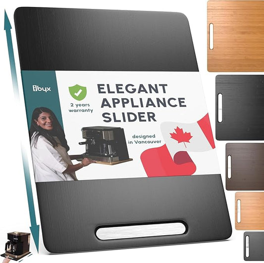Ibyx Elegant Sliding Tray for Your Coffee Maker & Heavy Kitchen Appliances - Sturdy, Slides Easily from Under The Cabinet (Black, 12”W x 16”D)