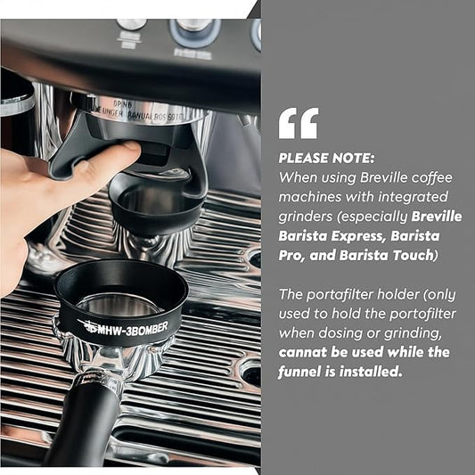 MHW-3BOMBER 54mm Espresso Dosing Funnel Magnetic Coffee Dosing Ring Portafilter Funnel Barista Tools Compatible with 54mm Espresso Portafilter DR5547B-OS