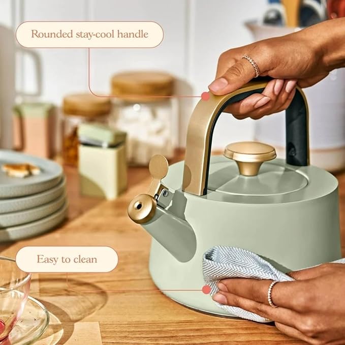 Electric Gooseneck Kettle 1 Liter 1200W, Stainless Steel, Pour Over Coffee Tea, Auto Shut-Off, 360° Cordless Power Base (Sage Green 1.8L)