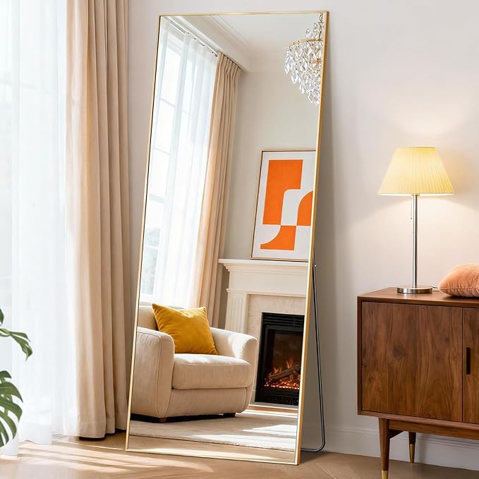 NEWBULIG Full Length Mirror, Upgraded Body Wall Mirrors with Shatter-Proof Glass, Floor Standing Mirror, Home Wall Decor