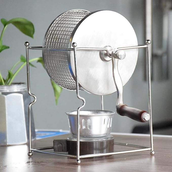 Topyond Stainless Steel Coffee Bean Roaster, Hand Crank Manual Roasting Machine with Temperature Control, Home Use Coffee Peanut Roaster for Coffee Lovers, DIY Enthusiasts