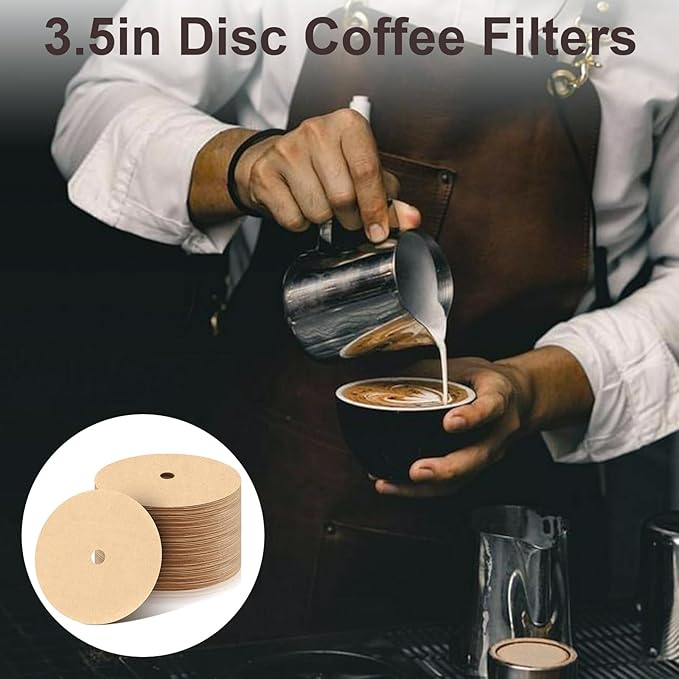 300Pcs Percolator Coffee Filters, 3.5in Disc Coffee Filters, Natural Unbleached Filter Coffee, Disposable Coffee Filters for Percolator Coffee Pot and Flat Bottom Basket