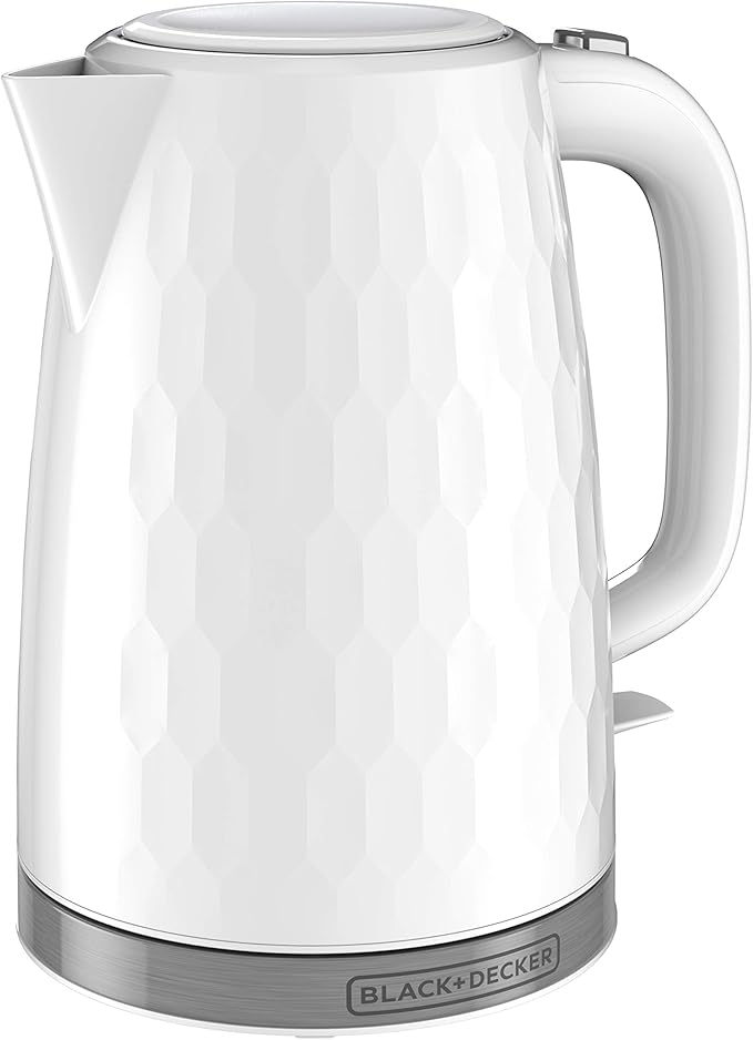 BLACK+DECKER 1.7L Cordless Electric Kettle,KE1560W,Premium Texture,Water Window,Rapid Boil,Auto Shutoff,White,(Pack of 2)