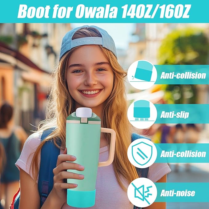 Mity rain 2PCS Protective Silicone Boots for Owala 30oz & 40oz FreeSip Sway Bottles & Tumblers - Accessories for owala, Enhances Stability & Prevents Scratches (Light blue)