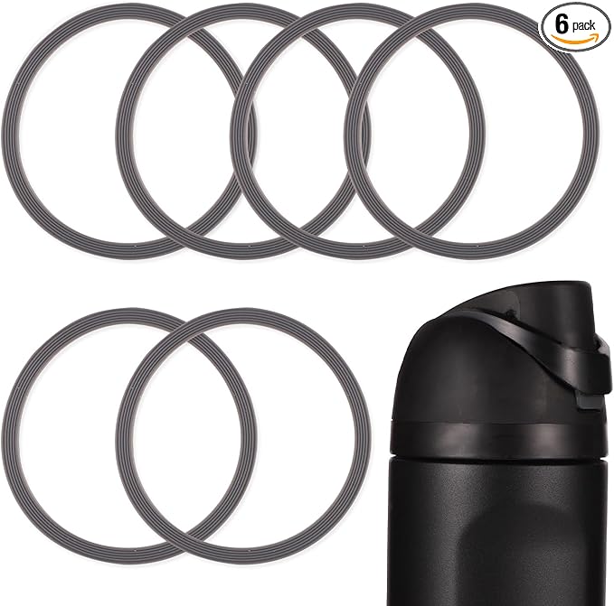 6pcs Water Bottle Sealing Ring Replacement for Owala FreeSip, Silicone Lid Seal O Ring for Owala Water Bottle 24/25/32/40 oz, Rubber Lid Gasket Replacement Bottle Accessories for Owala (Gray)
