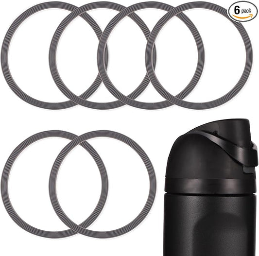 6pcs Water Bottle Sealing Ring Replacement for Owala FreeSip, Silicone Lid Seal O Ring for Owala Water Bottle 24/25/32/40 oz, Rubber Lid Gasket Replacement Bottle Accessories for Owala (Gray)