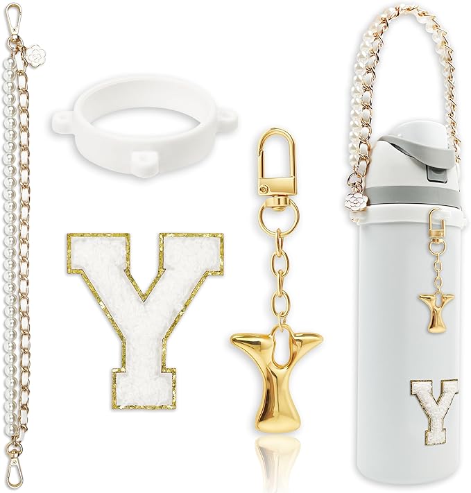 Letter Handle Strap Accessories with Cute Initial Charm Compatible with Owala Water Bottle 24oz 32oz 40oz Owala Kids