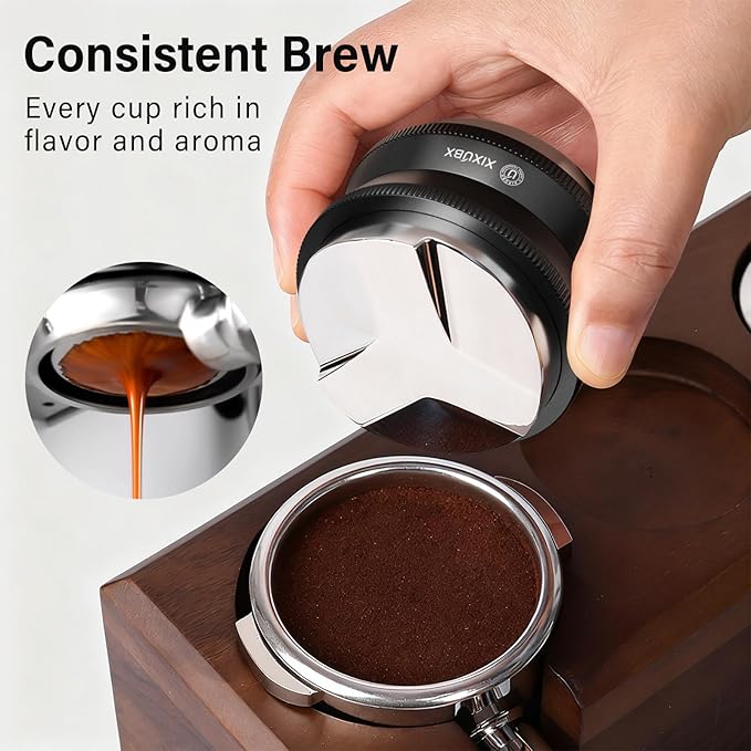 51mm Espresso Tamper, Coffee Distributor and Tamper 304 Stainless Steel Espresso Hand Tamper, Adjustable Depth Espresso Distribution Tool, Professional Espresso Leveler Barista Tools