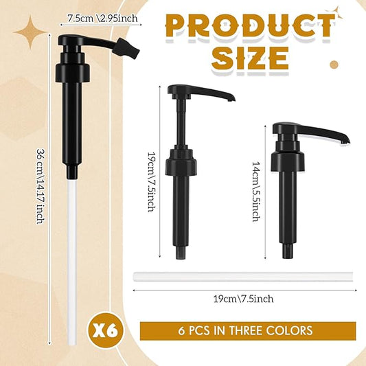 Nuogo Coffee Syrup Pump Compatible with Monin 750ml (25.4 Fl Oz) Glass Bottles Flavor Syrup Pump Dispenser with Tip Covers(6 Pcs,Multicolored)