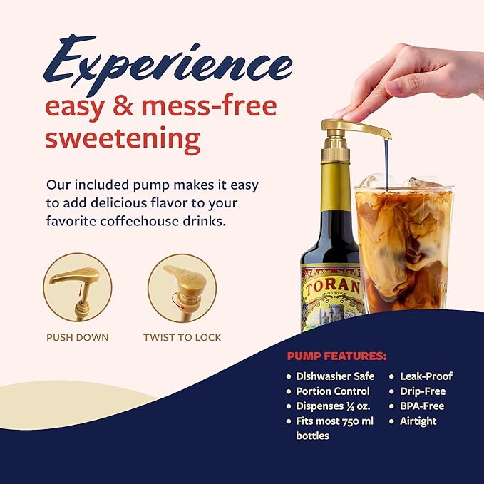 Torani Black Anisette Syrup, 100th Anniversary Flavor for Drinks, Glass Bottle with Pump Included, 25.4 Fl Oz