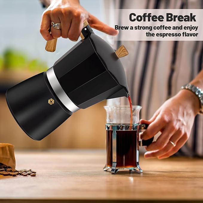 Vaolvpant 12 Cup Aluminum Moka Pot Classic Stovetop Espresso Coffee Maker 600ml 20oz Coffeemaker Percolator Mocha Pot Greca Coffee Maker Cafe Makers for Italian and Cuban Café Brewing Black