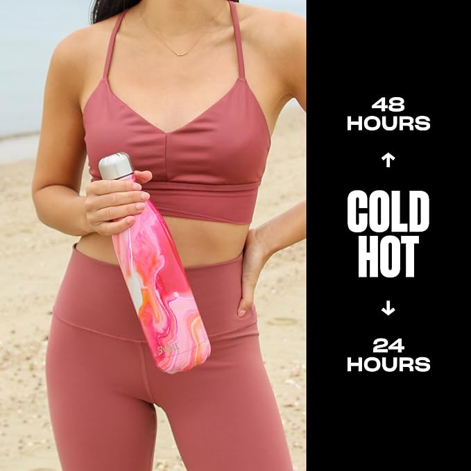 S'well Stainless Steel Water Bottle, 25oz, Rose Agate, Triple Layered Vacuum Insulated Containers Keeps Drinks Cold for 48 Hours and Hot for 24, BPA Free, Perfect for On the Go