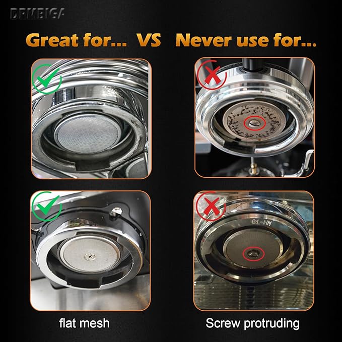DRMBIGA 53.3mm Espresso Puck Screen 2 Pack - 3rd Gen Dual-Layer Lower Shower Screen, Reusable Metal Coffee Filter for Breville 54mm Portafilter Basket, 316 Stainless Steel Barista Tool